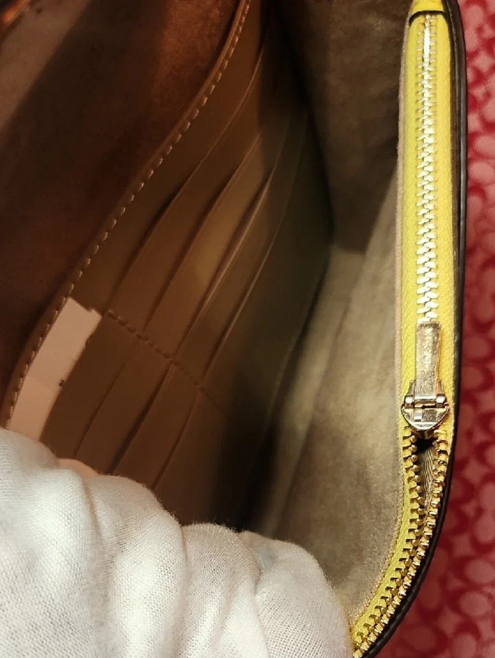 Coach Yellow and White Leather Crossbody with Gold Chain